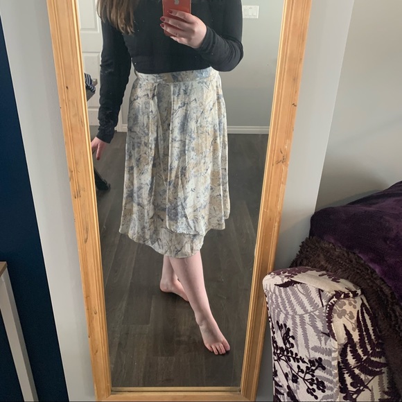 Neutral Print MIDI Skirt with Elastic Back and Faux Wrap - Picture 2 of 4